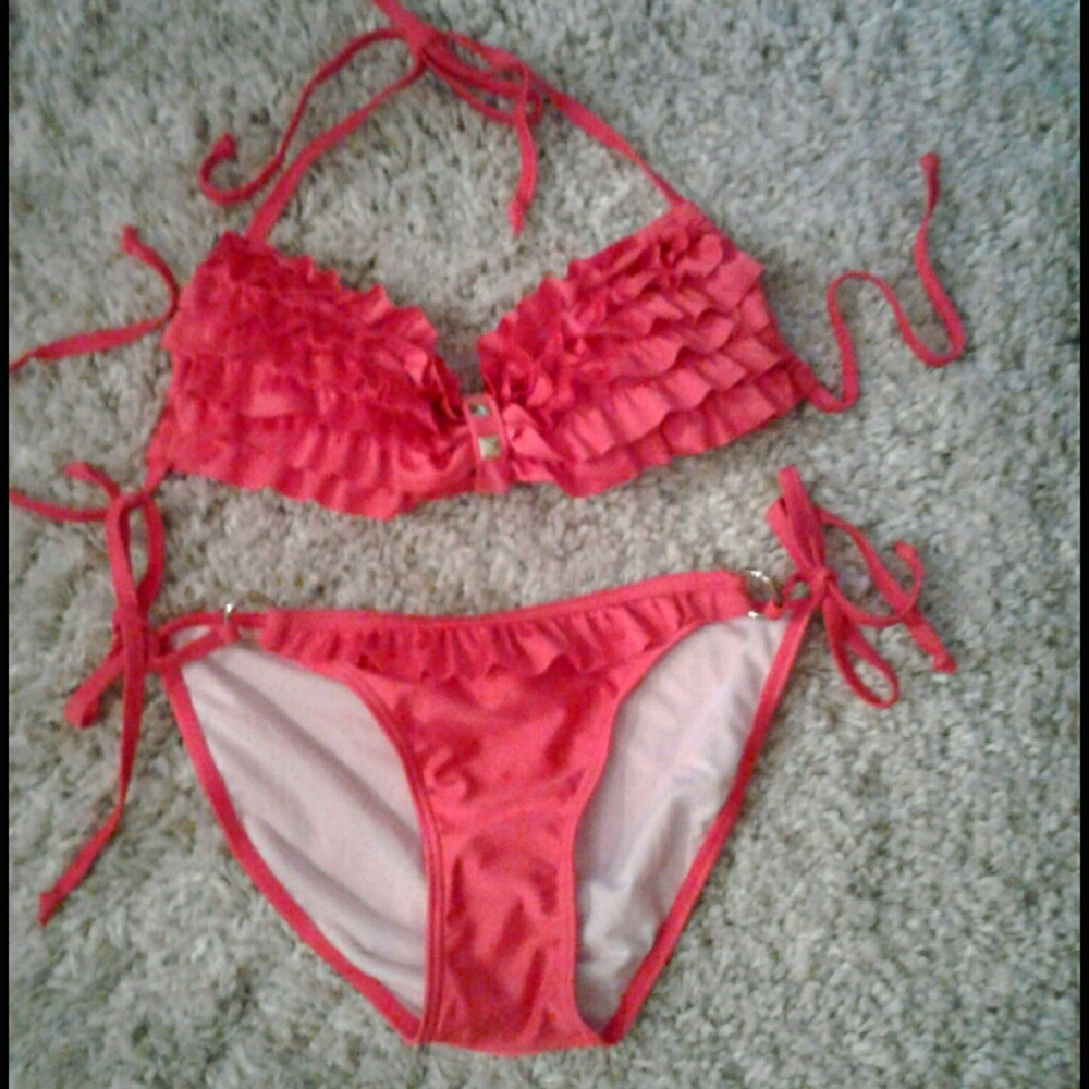 Red two piece 'Plunge' Bikini